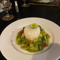 Thai green tofu curry  at BeingSattvaa in Ubud