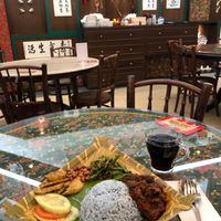 Butterfly pea flower coconut steam rice  at Coco Veggie Nonya Cuisine 椰素林 in Central Singapore