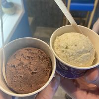 Chocolate scoop and pistachio scoop  at Coconut Glen's in Tokyo