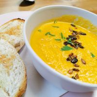 Carrot and Orange soup at Peacock Cafe in Stanmore