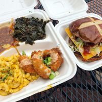 Mob plate and mob burger at Vegan Mob in Oakland