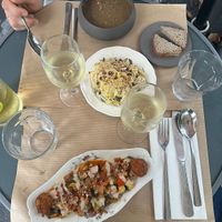 Soup du jour, marinated leeks, mini ratatouille   at apeti - Ségur in Paris