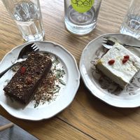 Chocolate brownie, and the no cheese cheesecake!  at apeti - Ségur in Paris