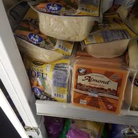 Tofu and vegan cheese! at Bush's Supermarket in Utila