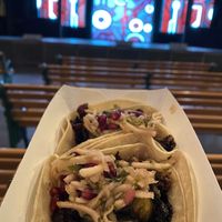 The brussels sprout tacos. So full of flavor!! at Disneyland - Backlot in Anaheim