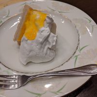 chiffon cake with mango sauce and soy whipped cream at Goen no Mori in Yugawara