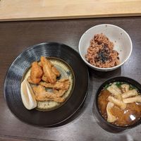 fried mushrooms with lemon, rice, and miso soup at Goen no Mori in Yugawara