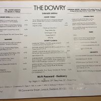 Evening menu as of July 2023  at The Dowry in Lerwick
