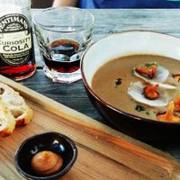 Delicious vegan mushroom soup at Goldingen Room in Kuldiga