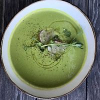 Grean pea soup at Goldingen Room in Kuldiga