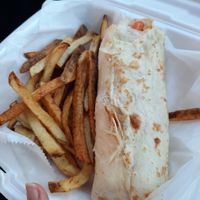 Cauliflower wrap with side of fries. at Riardo's in New Castle