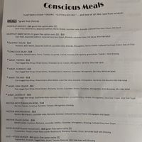 Menu front  at Conscious Meals in Sedona