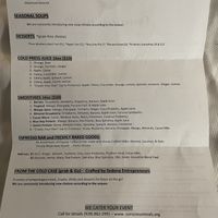 Menu back  at Conscious Meals in Sedona