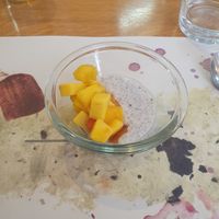 Chia pudding with mango at Plaer Natural in Mallorca