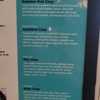 Vegan menu at Pho Kitchen in Vancouver