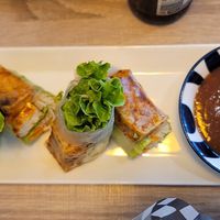 Gỏi Cuốn Chay

Summer Roll Chay ￼

Crispy tofu strips coated in sweet and garlicky sauce with pickled carrot & daikon, lettuce, basil, and vermicelli noodles in rice paper.  at Pho Kitchen in Vancouver