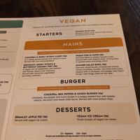 Vegan menu  at Ardencaple Hotel in Helensburgh