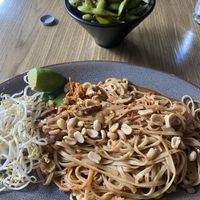 Pad Thai and edamame  at Plantasia in Mexico City
