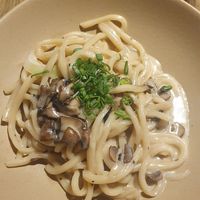Udon de tapioca con crema de hongos at Plantasia in Mexico City