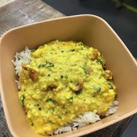 Rice with cheesy “omelet” at Jagannath - Belorusskaya in Moscow