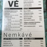 Coffee menu (Hungarian)  at Café Maran in Siofok