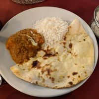 Paneer Butter Masala, Basmati Rice and Butter Naan at Barsana in Birmingham