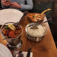 Soya and mushroom, and the Paneer chef's special, with Basmati rice at Barsana in Birmingham