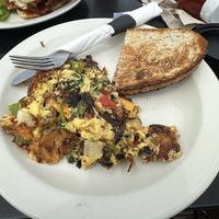 Vegan Skillet w/  vegan cheese and Sourdough toast.   at Bread and Butter Kitchen in Annapolis