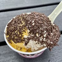 Banana and coffee with chocolate topping   at Ice Bakers Ishus in Thisted