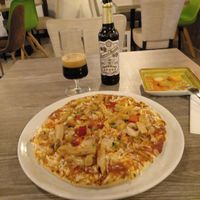 Vegan Heura pizza at Talanis in Alcala De Henares