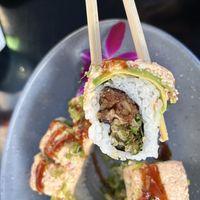 Inside of guardian of the galaxy roll   at Akira Sushi in Aptos
