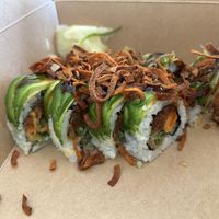 Veggie dragon without the aioli - so yummy!   at Akira Sushi in Aptos