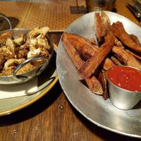 Lemon Cauliflower with capers & thick cut French fries at Liquid Assets in Ocean City