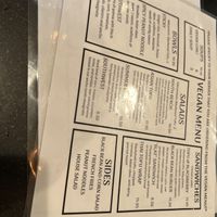 Vegan menu  at Lola's in New Paltz