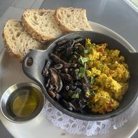 Tofu Scramble with veggies and truffle mushrooms  at Lola Taqueria in Palm Beach