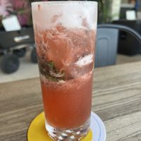 Limeberry non alcoholic cooler - homemade strawberry syrup and puree, fresh lime juice and mint   at Lola Taqueria in Palm Beach