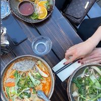 Pho , Laska and spring Rolls/ fried veggies  at Soy in Munich