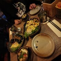 Seitan und tufo in betel blättern, Mango Salat, süß sauer suppe at Soy in Munich