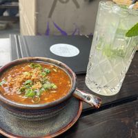 Starter soup: sweat sour and Coriander mule  at Soy in Munich
