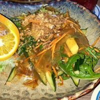 Banh Trang Tron - salad | rice paper strips | fresh mango | peanuts | fried oninons | tofu | seitan | soy sauce  at Soy in Munich