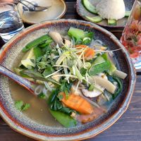 Pho with tofu and many mushrooms at Soy in Munich
