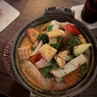 udonnoodles with red curry   at Soy in Munich