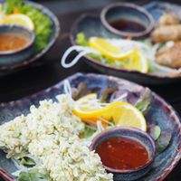 Crispy tofu in rice flakes at Soy in Munich