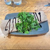 Vegan mozzarella, tomato and pesto crepe  at Emma's Dell in Grasmere