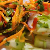 Ya ma kuer. Spicy refreshing eggplant salad off the app menu. Highly recommend at Bencharong Thai House in Arcata