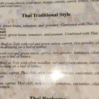 Menu at Bencharong Thai House in Arcata