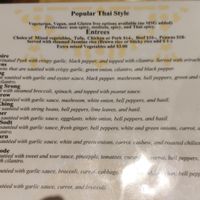 Menu at Bencharong Thai House in Arcata