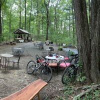 Outdoor cafe at Rail Trail Cafe in New Paltz