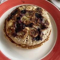 Vegan protein pancakes with almonds, bananas & blueberries   at Lantern Diner in West Hempstead