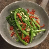 Nice spicy greens  at Enzo's on the Beach in Scarness